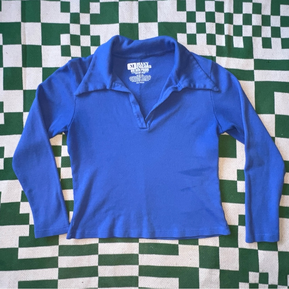 Big Bud Press - Cornflower Blue OUT OF PRINT RARE Long Sleeve Fisherman Polo - M